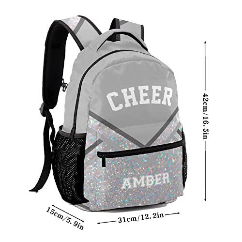 Sunfancycustom Cheer Cheerleaders Grey Backpack With Name Text Custom Laptop Bag For Work Travel Office #TOP4