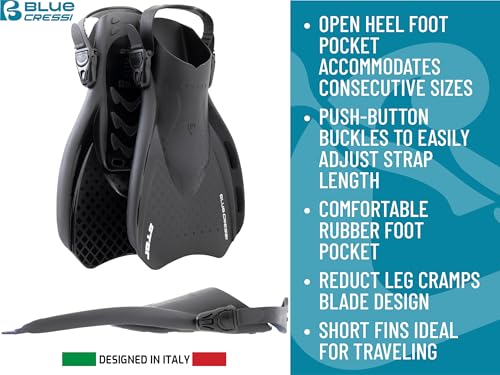 Aletas Cressi Star Cortas Ajustables con Talonera Abierta - Ligeras para Viaje, Diseño Robusto y Duradero - Diseñadas en Italia miniatura 5