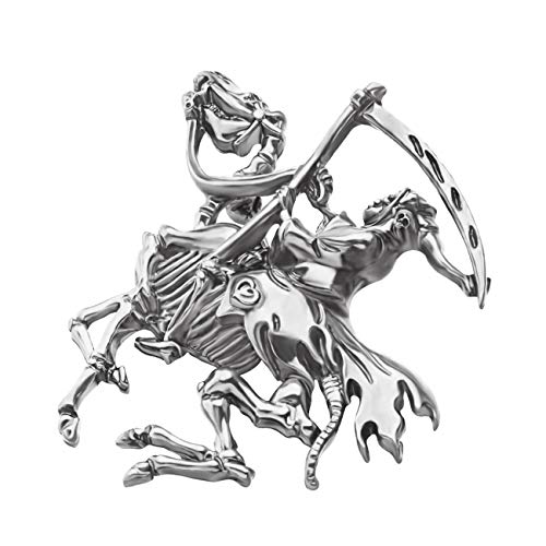 WEVENI Halloween Antique Alloy Gold Plated Skull Grim Reaper Brooch Scarf Suit Dress Pins Jewelry Gifts for Women Lady Girl (Silver-Plated-Stainless-Steel)2