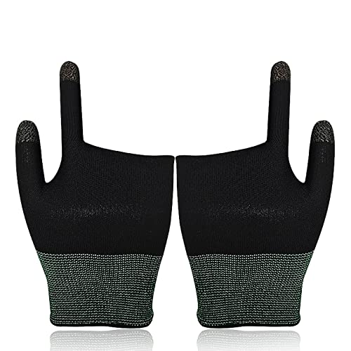MODJUEGO Gants de jeu haute sensibilité pour jeu mobile PUBG - Deux doigts - Manchon pour écran tactile sensible - Respirant - Accessoires de jeu (Noir) Cover