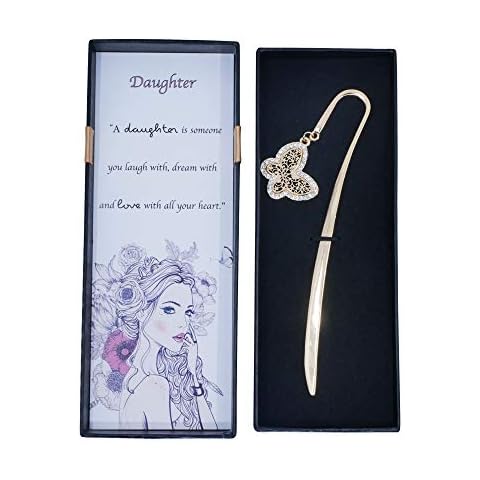 Sincerelyforyou - Daughter Butterfly Bookmark Personalised Gifts For A Daughter Christmas Birthday Life Quotes Office Stationary (Gold) Cover