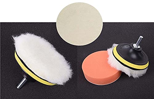 Image of DIY Crafts 1 Kit, 5 Pcs Kit, 3 inch inch Car Cleaning Felt & Wool Pad Foam Polishing Waxing Pad Kits Buffing Polishing Wheel Sponge Wool Buffing Pad (1 Kit, 5 Pcs Kit)