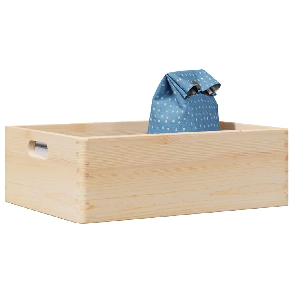 Caja de madera con asas 40 x 30 x 13 cm de pino macizo versátil almacenamiento para dormitorio, oficina, baño, cocina