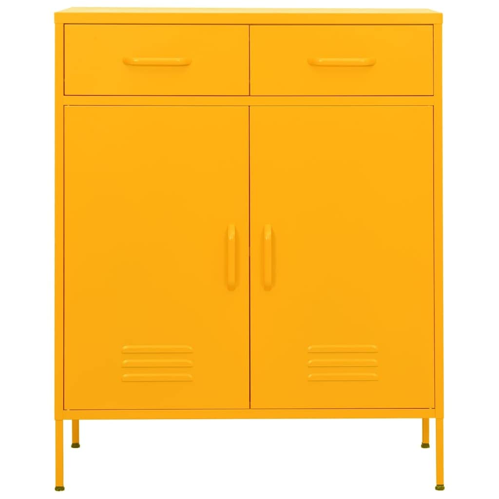 vidaXL Armario de Almacenamiento Aparador Librería Alacena Estantería Organizador Muebles Hogar Estable Acero Amarillo Mostaza 80x35x101,5 cm