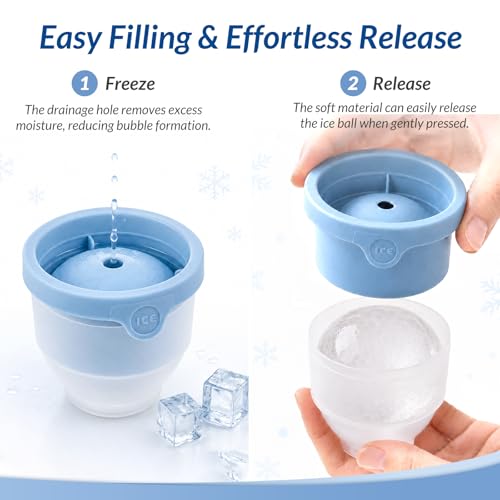 Moldes para hielo redondos con tapa 2 unidades silicona miniatura 5