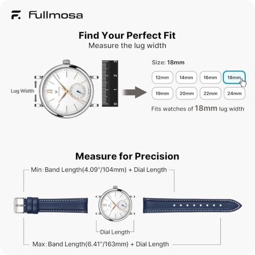 Image of Fullmosa 18mm Quick Release Leather Watch Band for Garmin