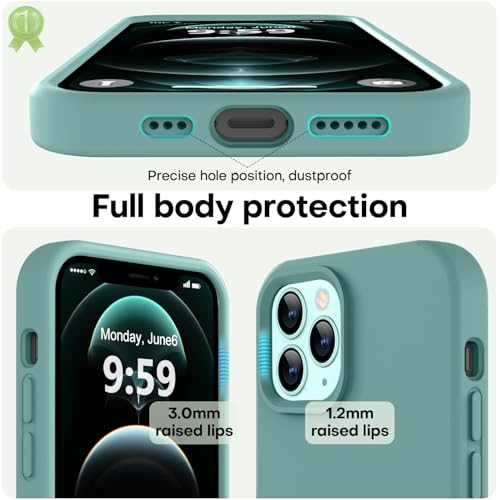 Image of LOVE 3000 Compatible with iPhone 12 Pro Max Phone Case | Thickening 2.1 MM Liquid Silicone | Anti-Scratch Microfiber Lining | Full-Body Duty Heavy Protection Case for Men, Pine Green