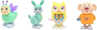 Bunny Decor 4pcs Wind-up Toys Animal Walking Toy Clockwork Toy Owl Clockwork Toy for Home Baby Bounce Toy