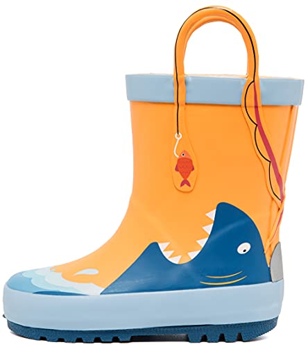 dripdrop Kids Rain Boots for Girls Boys, Toddler Animal Printed Waterproof Rubber Boots with Fun Easy-On Handles