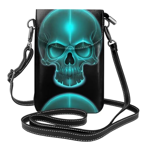 Petit sac à main pour téléphone portable tête de mort en cuir pour femme
