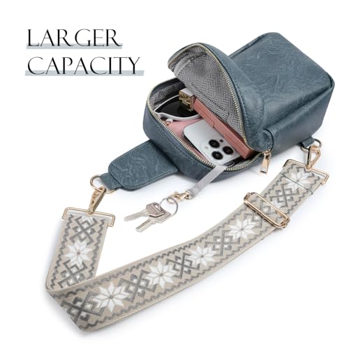 MoKo Vegan Leather Sling Bag - Small Trendy Casual Detachable Shoulder Strap Crossbody Bags for Women and Men Hiking Travel3