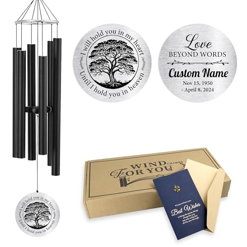 Image of ASTARIN Personalized 30 inch Bereavement Wind Chimes for Outside, Memorial Gift in Remembrance of a Loved One, Sympathy Gift for Loss of Mother Father Husband, Garden Patio Decor