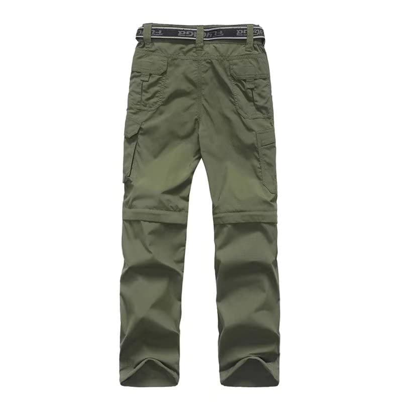 Boy's Hiking Cargo Pants Kids' Outdoor Quick Dry Pants Casual Youth Climbing Convertible Trouser Fishing Pants Green