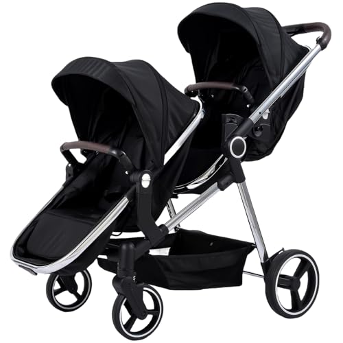 Double Stroller for Twins Infants and Toddlers, Foldable Tandem, Convertible Twin to Single Stroller, Compact Light Weight， Ages 0-3 Years
