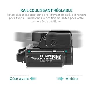 OLIGHT PL-Mini 2 Valkyrie Lampe Tactique Réglable Chargeur Aimanté Puissante 600 Lumens pour Chasse Recherche Compatible avec Picatiny Et GL Noir