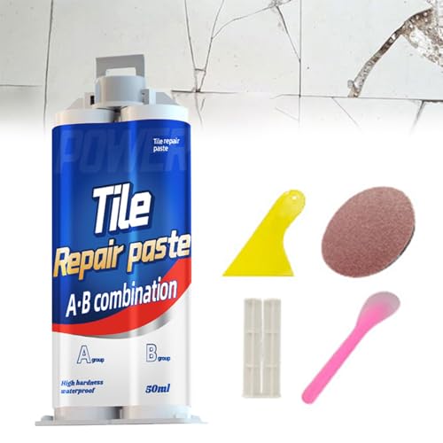 Kit Reparacion Baldosas,Kit Reparacion Bañera,Kit Reparación de Azulejos y Granito Mármol,Kit Reparación Encimeras de Porcelana,para Astillas Abolladuras Grietas Agujeros