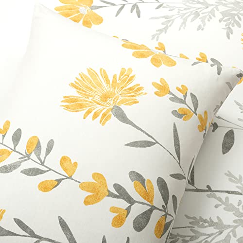 Image of Lush Decor Aprile Reversible Soft Cotton Duvet Cover, 3 Piece Set, Full / Queen, Yellow & Gray - Duvet Covers - Floral Bedding Set - Queen Duvet Cover