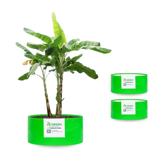 Image of HDPE Grow Bags for Plants 24X12 Inch (Pack of 3) | 260 GSM Heavy Duty UV-Protected Round Green Colour Plant Bags for Terrace and Vegetable Gardening | Strong & Reusable|