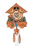Kintrot Cuckoo Clock for Wall, Handcrafted Wooden Traditonal Black Forest Chalet Clock with Cute Singing Bird, Rotating Waterwheel,Squirrel,Deers and 12 Melodies