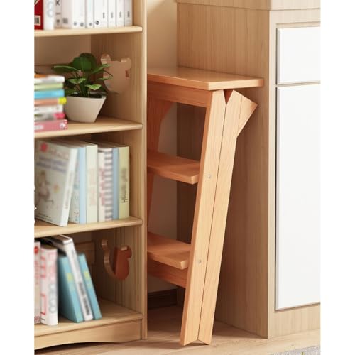 Taburete plegable de madera maciza con escalera para el hogar 4