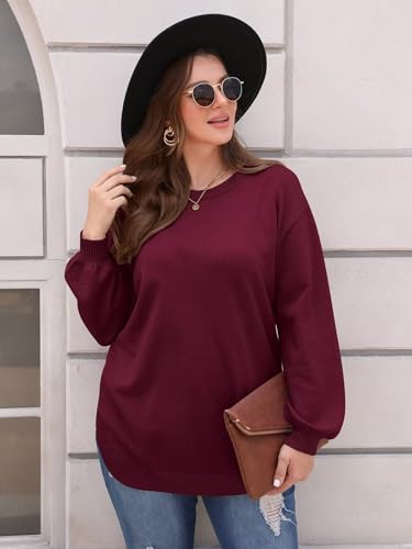 Image of BELAROI Plus Size Sweaters for Women Long Sleeve Shirts Loose Casual Oversized Tunic Sweater Fall Outfits Curved Hem M-5X