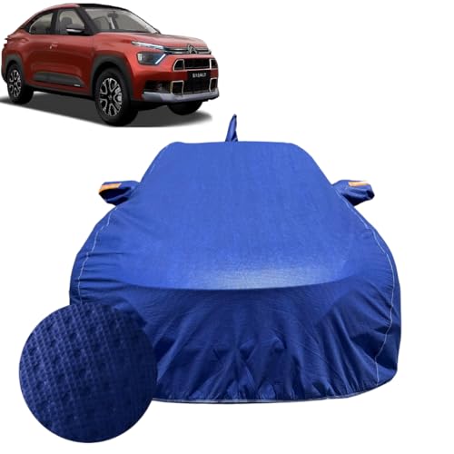 Image of Car Cover for Citroen Basalt (2024-2026) | 100% Waterproof Cover with Antenna & Reflective Mirror Pockets | Dustproof, Scratchproof, Heatproof Basalt Car Cover |Soft Cotton Lining| Blue