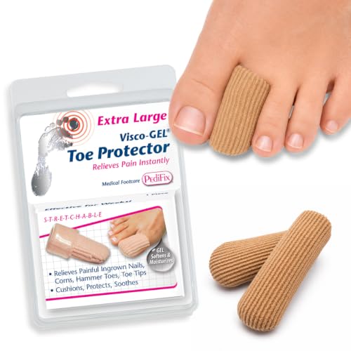 Pedifix Visco-Gel Toe Protector, Gel Cap for Corns &amp; Hammer Toe, XLarge 2PK