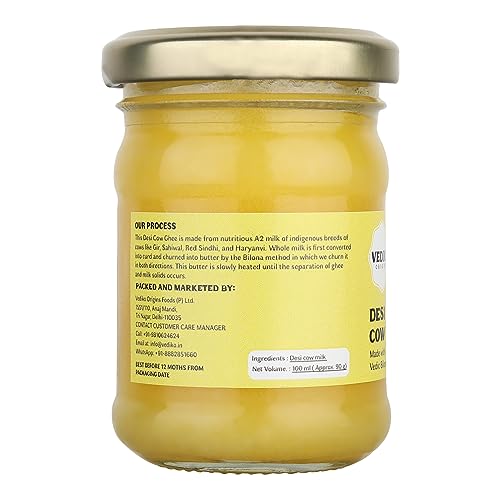 Image of Vediko Origins A2 Gir Cow Ghee 100Ml Glass Jar | 100% Pure Ghee | Vedic Bilona Method Ghee | Natural, & Healthy Sahiwal Breed Cow's Milk | Boost Your Energy With Lab-Tested, Premium & Traditional Ghee