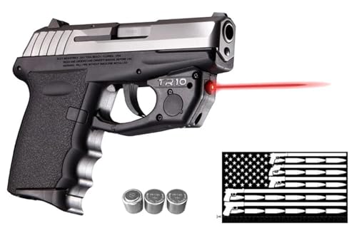 Red Laser Power Bundle for SCCY® CPX-1 & DVG-1, CPX-2, CPX-3, CPX-4 w/ArmaLaser TR10 Touch-Activated Red Laser Sight, 2 Extra Batteries & LASERSIGHTPRO Guns & Ammo Flag Sticker