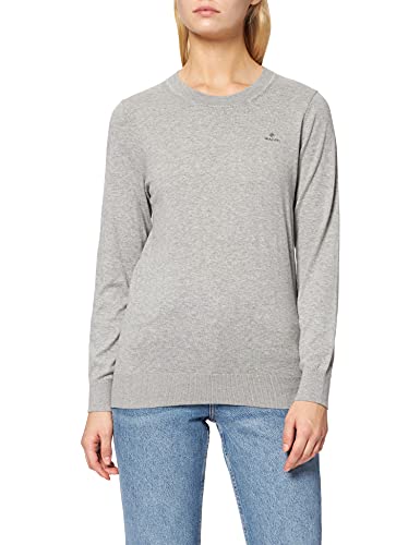 GANT Damen D1. Cotton Cashmere C-Neck Pullover, Grey Melange, M