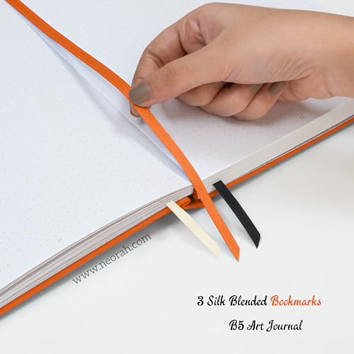 Image of NEORAH - B5 - ART JOURNAL | 200Gsm Dotgrid Notebook |160 Pages(25.0 x 17.5 cm) | Lay Flat |Hard Cover Bullet - Journal | 3 Bookmarks |Elastic Closure| Inner Back Pocket | Ideal-Bujo,Painting (ORANGE)