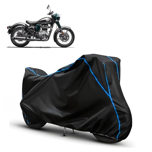Image of Water Resistant Bike Cover for RE Classic 350 | All Weather UV & Heat Resistant, Dustproof, Triple Stitched, Windproof Elastic Bottom