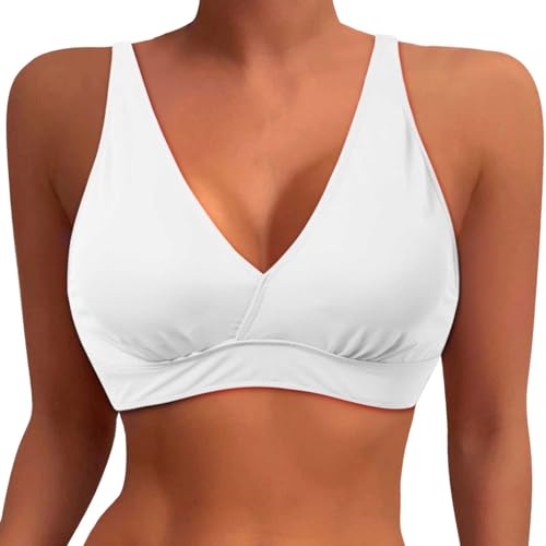 Badebekleidung Damen Bikinioberteil für Damen in Übergröße, große Oberweite, Schwimmoberteil, volle Abdeckung, Badeanzug- Oberteil, Sport- BH, Badeanzug- Oberteil, ohne Unterteil (White, XL) 2026
