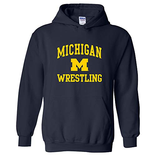 UGP Campus Apparel AH1104 - Michigan Wolverines Arch Logo Wrestling Hoodie - X-Large - Navy