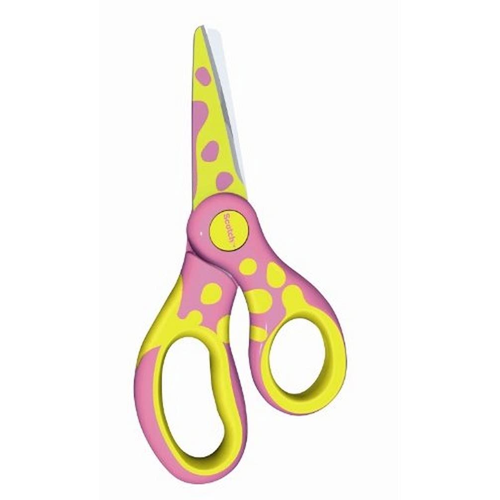 Scotch Kids Scissors 5.5 in (13cm), 1 scissors/pack | Assorted colors | Stainless Steel Blades | Safe and Children Friendly | For paper and handcrafting | For school and Home | Scissors