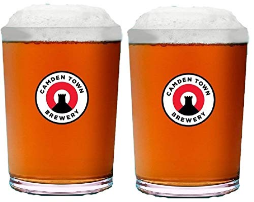 Camden Town Official Jacks Pint Glass Set of 2, 16 oz, Amber, Reusable, Dishwasher Safe by Roadlamp - Used condition - US$54.86