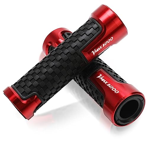 Poignées de guidon 22mm moto anti-dérapantes rouges pour Yamaha V-Max 1200