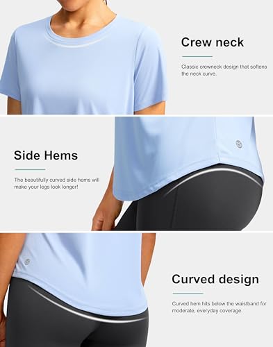 Image of Women's Short Sleeve Workout Shirts UPF 50+ Sun Protection T-Shirts Quick Dry Breathable Gym Running Hiking Tops for Women