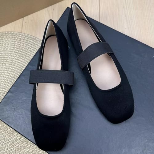 WENJIAZHIZHI Women's Square Toe Ballet Flats Office Work Shoes Soft Dance Flats Dressy Comfortable Walking Flat Shoes2