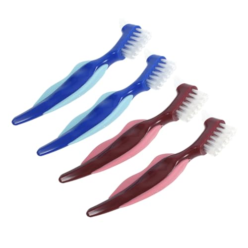 Gatuida 4pièces Brosses Dentier Double Face Brosse Prothèse Dentaire Nettoyage Compact Pour Soins Dentaires