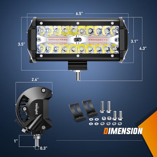 Image of Nilight 6.5Inch Off-Road LED Light Bar White Amber 3 Lighting Modes