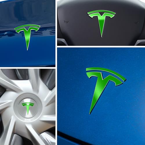 Image of IPG Compatible with Model Y Decal (8 Logo Set) Stickers Set Personalize Your Vehicle (Neon Series - Green)