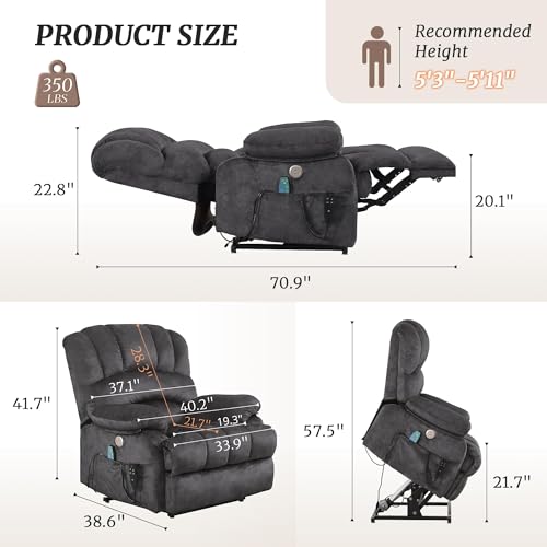 Sillón reclinable eléctrico amplio con masaje y calor miniatura 2