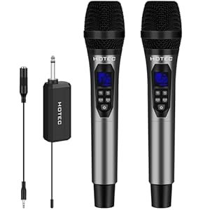 HOTEC-Wireless-Singing-Microphones-for-Karaoke-Dual-UHF-Handheld-Dynamic-Mic-System-with-EchoVol-Control-and-Rechargeable-Receiver-Ideal-for-Church-Wedding-Party-Speech-PA-Mixer
