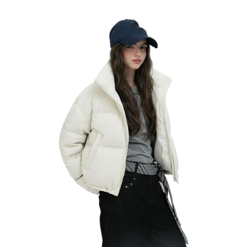 Veste d'hiver courte protégeant du froid col montant doudoune légère femme