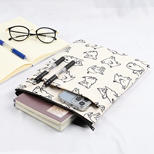 Book Sleeve Pig Book Protector Book Sleeve with Zipper Book Cover Pouch Pig Lover Gift (Pig Book Protector) 4