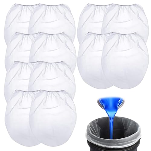 12 Pcs Paint Strainer for Emulsion Filters Strainers Sieve Bags 1 Gallon Nylon White Fine Mesh With Elastic Top Opening for Spraying Ink And Gardening Hydroponics for Sieves Screen for Buckets(White)