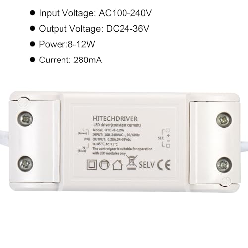 Image of PATIKIL 8-12W 280mA LED Driver, 2Pcs AC 100-240V Output 24-36V DC Male Connector Constant Current Rectifier Transformer External Power Supply