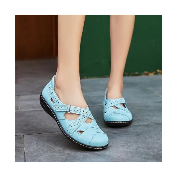 Irrefour Women's Classic Genuine Leather Casual Loafer Cute Slip-On Fashion Closed Toe Flat Sandal Comfy Work Sandal Everyday Walking Shoe - Image 6