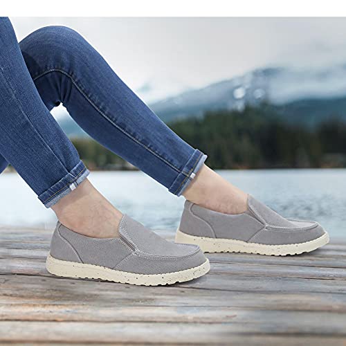 Firelli Womens Casual Slip-On Canvas Loafer Walking Flat Shoes (7,Grey) #TOP5